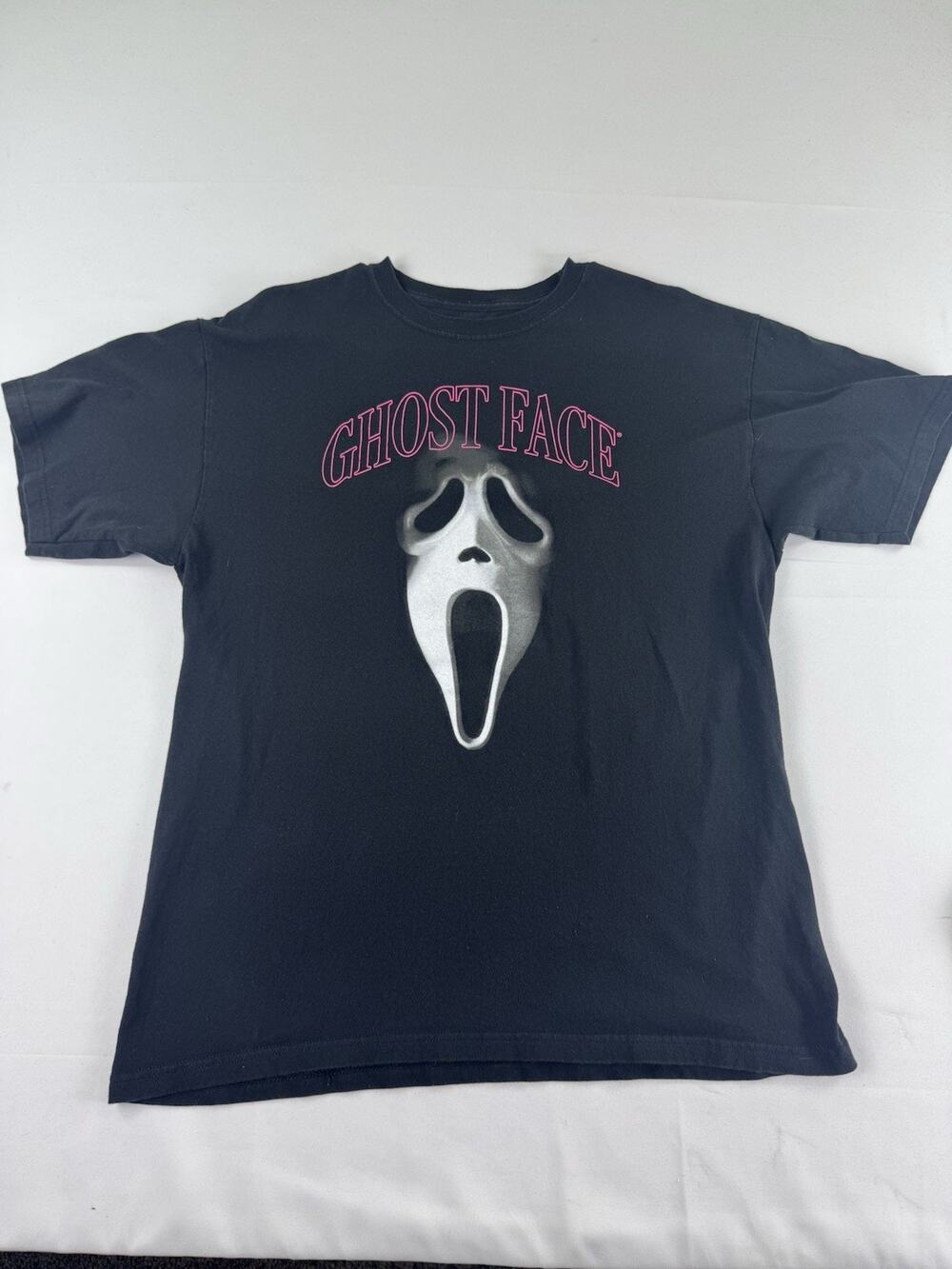 Ghost Face Scream Horror Graphic T-Shirt Black Size L